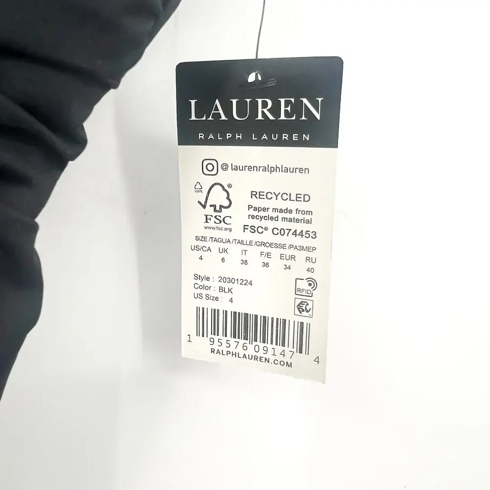 LAUREN RALPH LAUREN Double Strap Twist Tankini Top Size 4 Black Underwire NWT